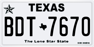 TX license plate BDT7670