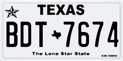 TX license plate BDT7674