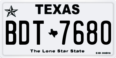 TX license plate BDT7680
