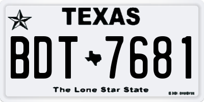 TX license plate BDT7681
