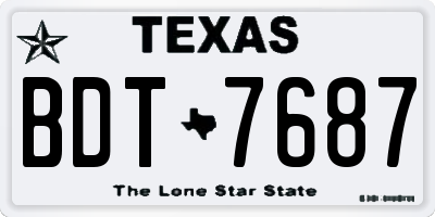 TX license plate BDT7687