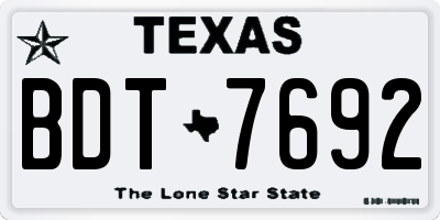 TX license plate BDT7692