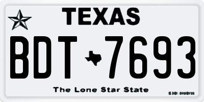 TX license plate BDT7693
