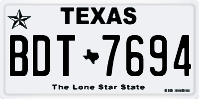 TX license plate BDT7694