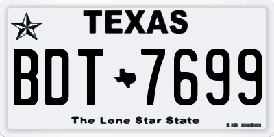 TX license plate BDT7699