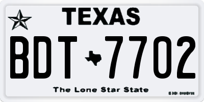 TX license plate BDT7702