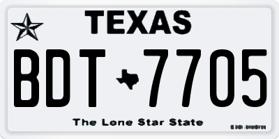 TX license plate BDT7705