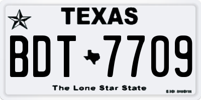 TX license plate BDT7709