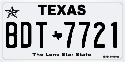 TX license plate BDT7721