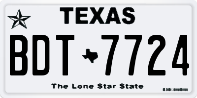 TX license plate BDT7724