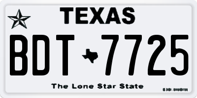 TX license plate BDT7725