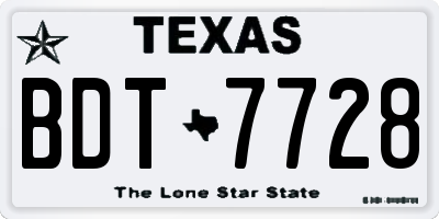 TX license plate BDT7728