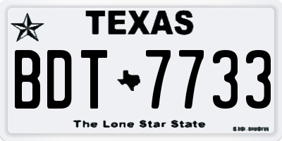 TX license plate BDT7733