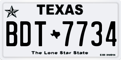 TX license plate BDT7734