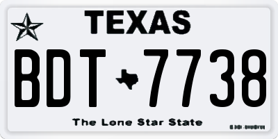 TX license plate BDT7738