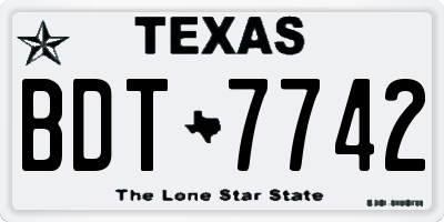 TX license plate BDT7742