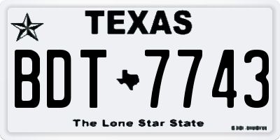 TX license plate BDT7743
