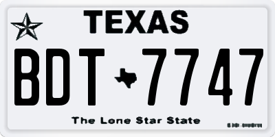 TX license plate BDT7747