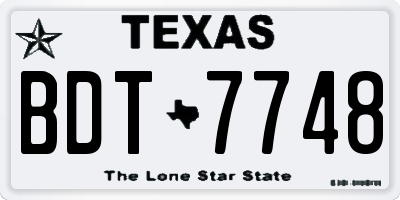 TX license plate BDT7748