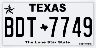 TX license plate BDT7749