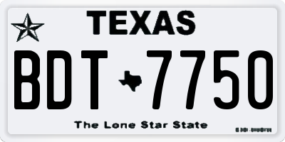 TX license plate BDT7750