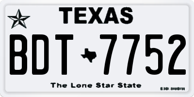 TX license plate BDT7752