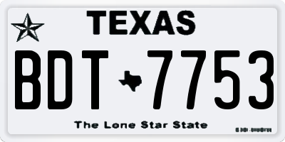 TX license plate BDT7753