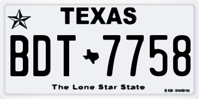 TX license plate BDT7758