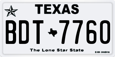 TX license plate BDT7760