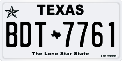 TX license plate BDT7761
