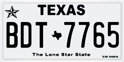 TX license plate BDT7765