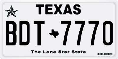 TX license plate BDT7770