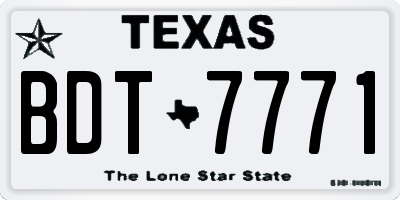 TX license plate BDT7771
