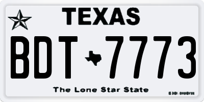 TX license plate BDT7773