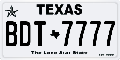 TX license plate BDT7777