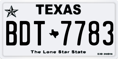 TX license plate BDT7783