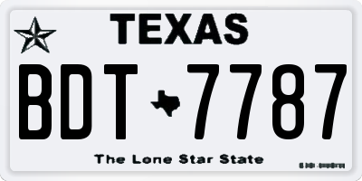 TX license plate BDT7787