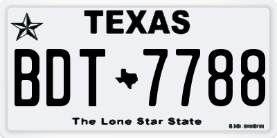 TX license plate BDT7788