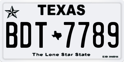 TX license plate BDT7789