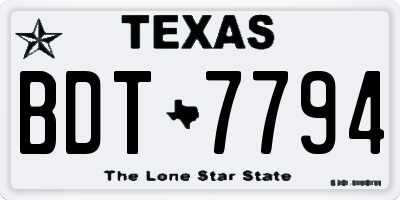 TX license plate BDT7794