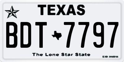 TX license plate BDT7797