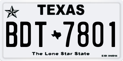 TX license plate BDT7801