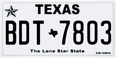 TX license plate BDT7803