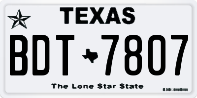 TX license plate BDT7807