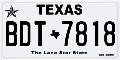 TX license plate BDT7818