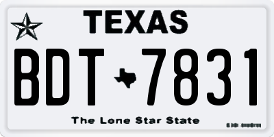 TX license plate BDT7831