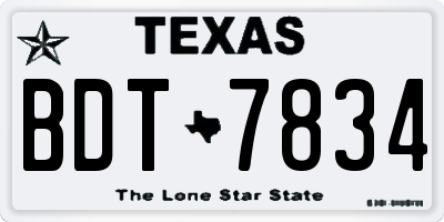 TX license plate BDT7834