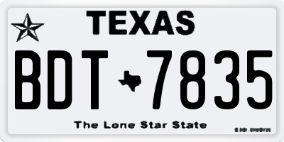 TX license plate BDT7835