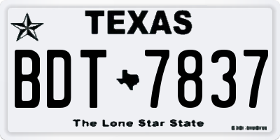 TX license plate BDT7837