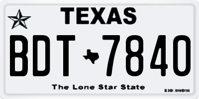 TX license plate BDT7840